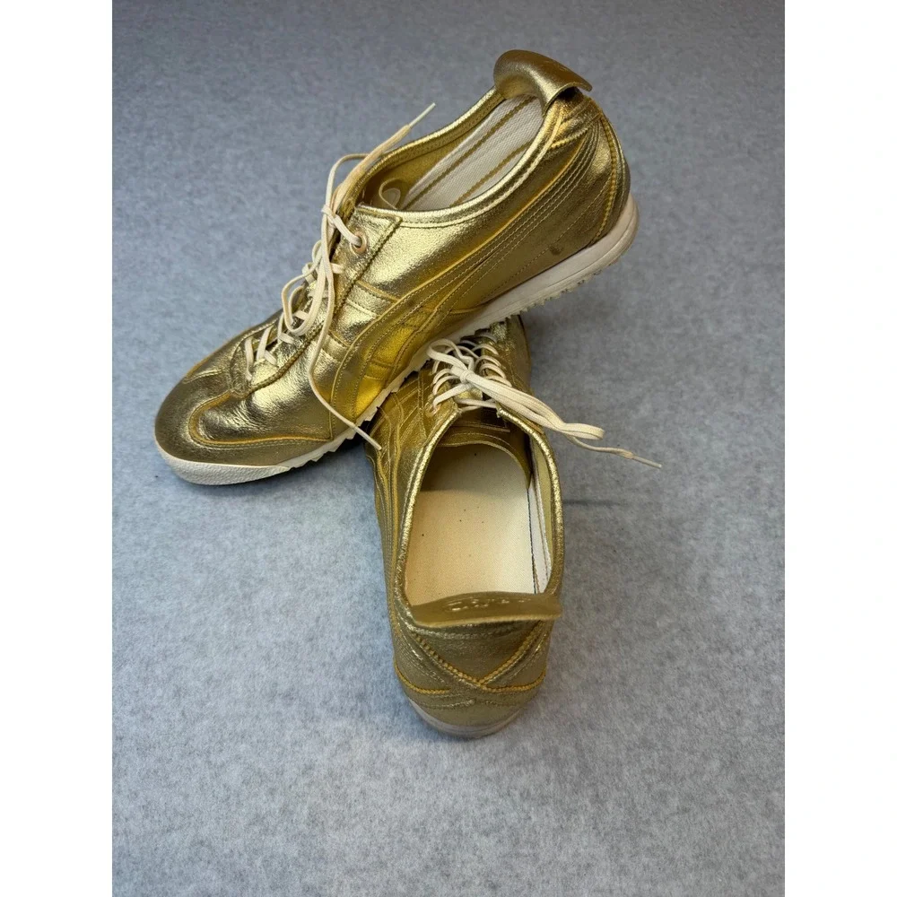 Onitsuka Tiger Mexico 66 Metallic Gold Low Top Sneakers Mens